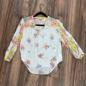 Lucky Brand 3/4 sleeve floral Blouse, XS